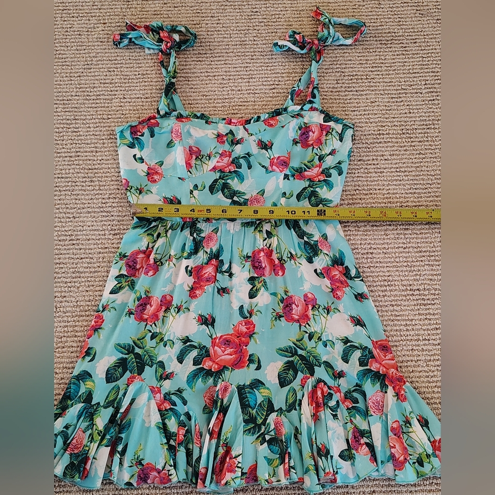 Betsey Johnson Mint Green and Pink Floral Mini Dress - Picture 7 of 8